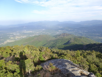 東側には木場岳から続く自然環境保全地域の稲尾岳。