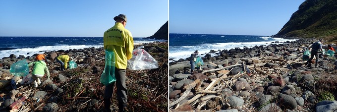 岩屋泊の海岸清掃の様子