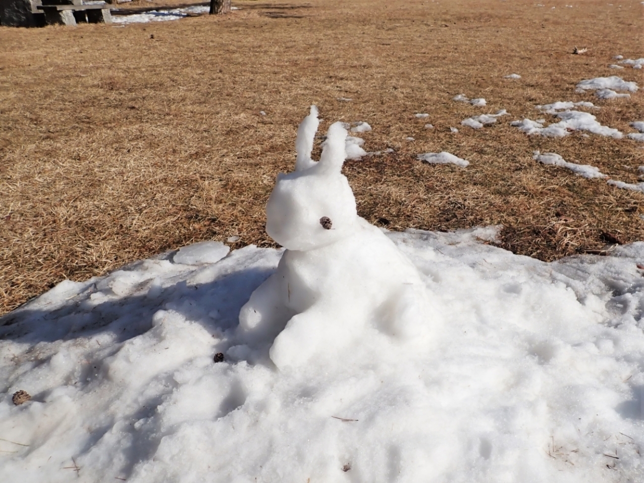 ウサギの雪だるま