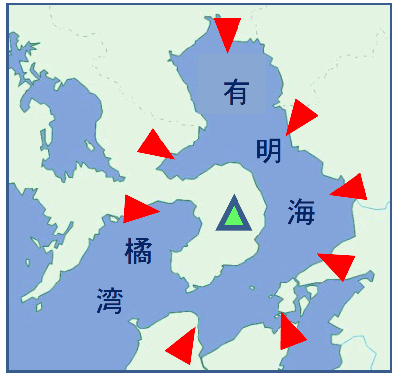 雲仙岳の立地を示す地図