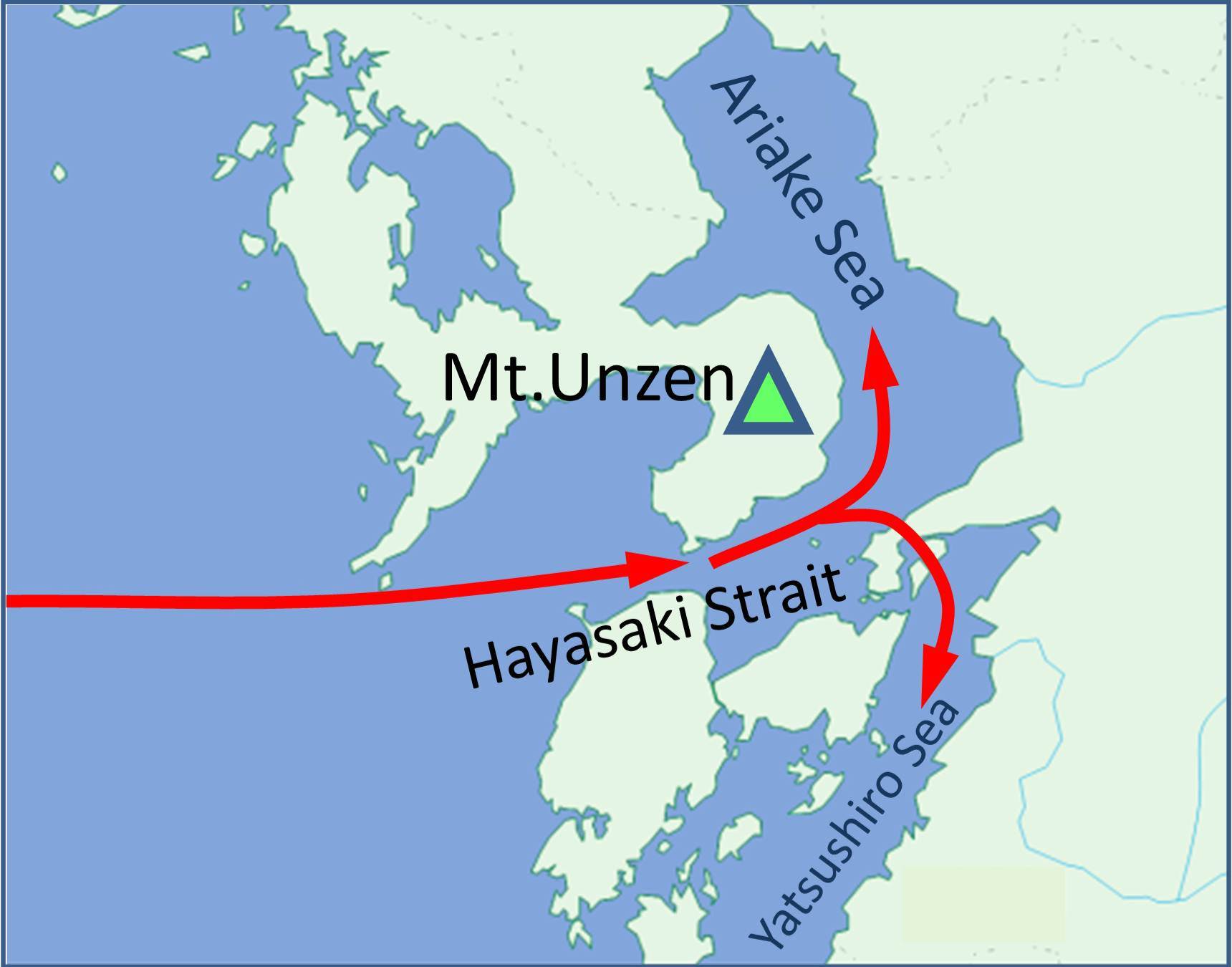 Map showing site location of Mt.Unzen